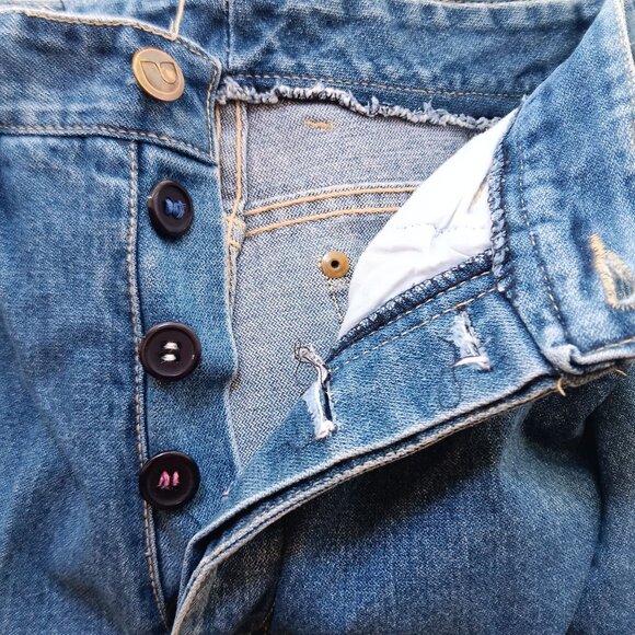 sz 9 25x32 Unionbay True Vintage High-Waist Buttonfly Indigo Denim Jeans 1970's - Picture 7 of 9